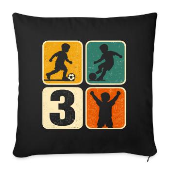 3 Football Birthday Boy 3 Years Ball - Sofa pillowcase 17,3'' x 17,3'' (45 x 45 cm) - black - Front
