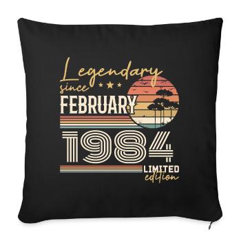 Février 1984 anniversaire 1984 légendes Février - Housse de coussin décorative 45 x 45 cm - noir - Devant