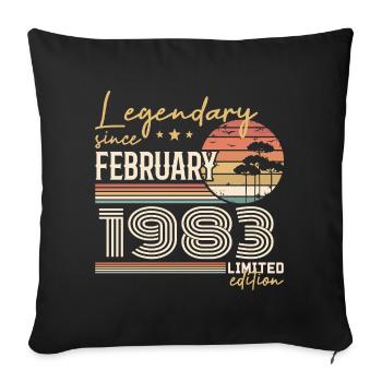 Février 1983 anniversaire 1983 légendes Février - Housse de coussin décorative 45 x 45 cm - noir - Devant
