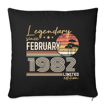 Février 1982 anniversaire 1982 légendes Février - Housse de coussin décorative 45 x 45 cm - noir - Devant