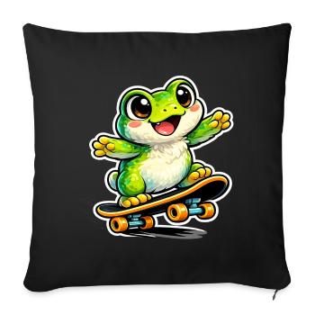 Happy Frog Skateboard - Housse de coussin décorative 45 x 45 cm - noir - Devant