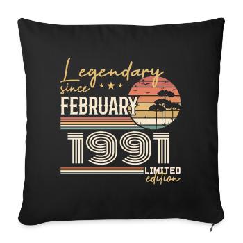 February 1991 Anniversary 1991 Legends February - Sofa pillowcase 17,3'' x 17,3'' (45 x 45 cm) - black - Front