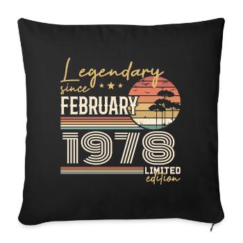 Février 1978 anniversaire 1978 légendes Février - Housse de coussin décorative 45 x 45 cm - noir - Devant
