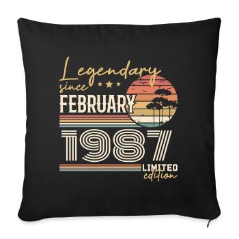 February 1987 Birthday 1987 Legends February - Sofa pillowcase 17,3'' x 17,3'' (45 x 45 cm) - black - Front
