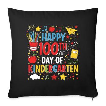 100 Days of Kindergarten Happy 100th Day of School - Sofa pillowcase 17,3'' x 17,3'' (45 x 45 cm) - black - Front