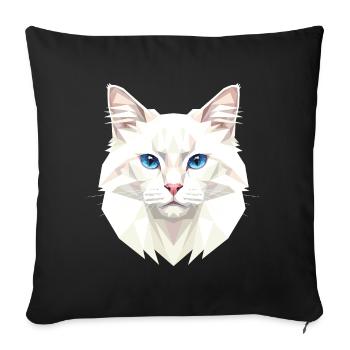 Angora Cat White Angora Cat Cute Angora Cats - Sofa pillowcase 17,3'' x 17,3'' (45 x 45 cm) - black - Front