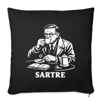 Portrait de Sartre de la bière existentielle - Housse de coussin décorative 45 x 45 cm - noir - Devant