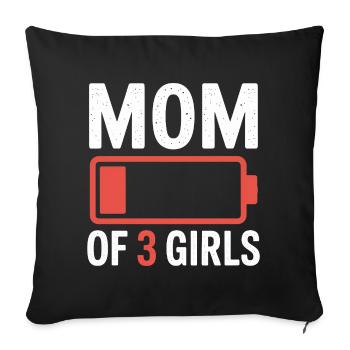 Logo de la batterie de la mère de trois filles - Housse de coussin décorative 45 x 45 cm - noir - Devant