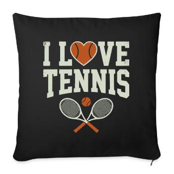 Chemise de tennis, sweat à capuche I Love Tennis, short - Housse de coussin décorative 45 x 45 cm - noir - Devant