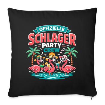 Schlager Party Crew Flamingo Offiziell - Sofakissenbezug 45 x 45 cm - Schwarz - Vorne