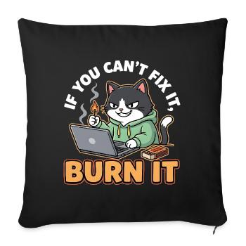 Burn It – Diction amusante pour les programmeurs - Housse de coussin décorative 45 x 45 cm - noir - Devant