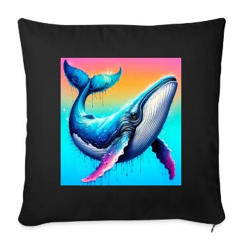 whale - Sofa pillowcase 17,3'' x 17,3'' (45 x 45 cm) - black - Front
