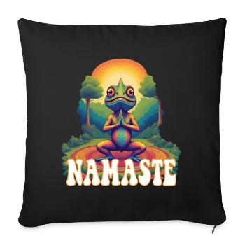 Chameleon Yoga Namaste - Sofa pillowcase 17,3'' x 17,3'' (45 x 45 cm) - black - Front