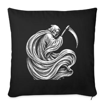 Hooded Reaper with Scythe Silhouette - Sofa pillowcase 17,3'' x 17,3'' (45 x 45 cm) - black - Front