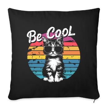Lunettes de soleil rétro pour chat Be Cool - Housse de coussin décorative 45 x 45 cm - noir - Devant