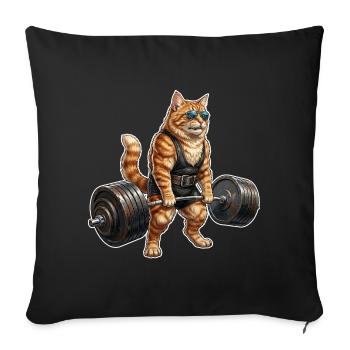 Culturisme Cat - Housse de coussin décorative 45 x 45 cm - noir - Devant