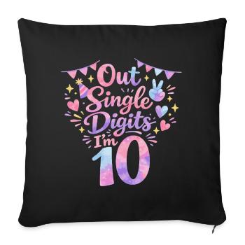 Anniversaire 10 ans Fille - Housse de coussin décorative 45 x 45 cm - noir - Devant