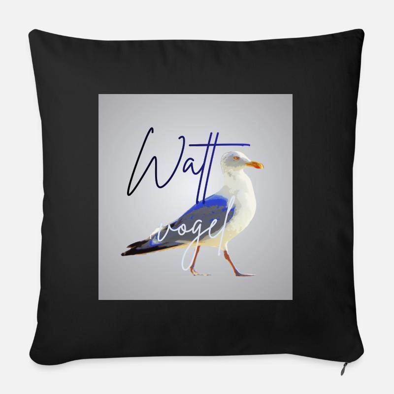 Wattvogel_3 - Sofakissenbezug 45 x 45 cm - Schwarz