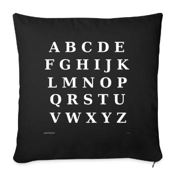 Alphabet latin (blanc) - Housse de coussin décorative 45 x 45 cm - noir - Devant