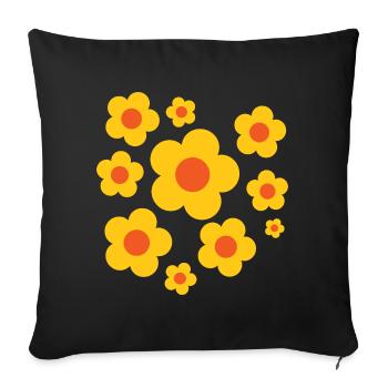 Fleurs d’été Pouvoir floral jaune-orange - Housse de coussin décorative 45 x 45 cm - noir - Devant