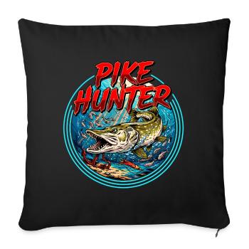 Motif de la pêche au brochet - Housse de coussin décorative 45 x 45 cm - noir - Devant