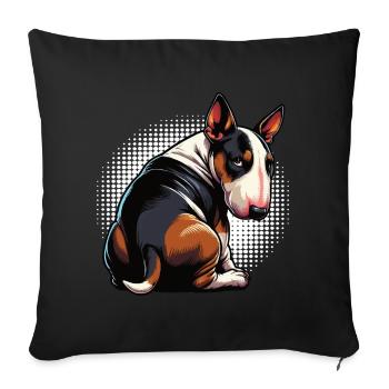 Miniatur Bullterrier Bully Bullterrierbesitzer - Sofakissenbezug 45 x 45 cm - Schwarz - Vorne