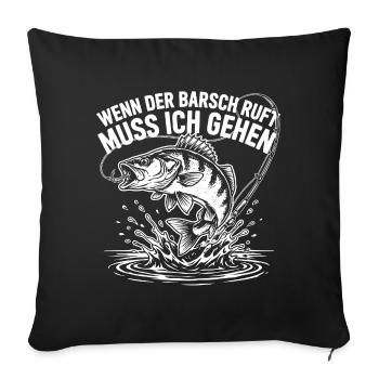 Barsch Angeln - Sofakissenbezug 45 x 45 cm - Schwarz - Vorne