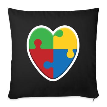 Puzzle du cœur de l’autisme - Housse de coussin décorative 45 x 45 cm - noir - Devant