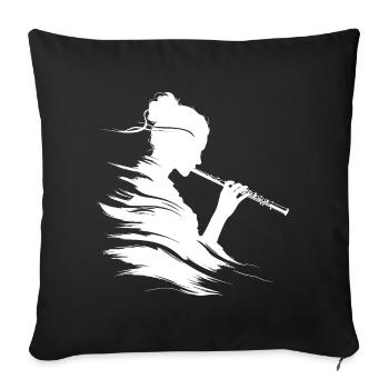 Flûtiste dessinateur - Housse de coussin décorative 45 x 45 cm - noir - Devant