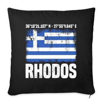 Insel Rhodos Koordinaten - Sofakissenbezug 45 x 45 cm - Schwarz - Vorne