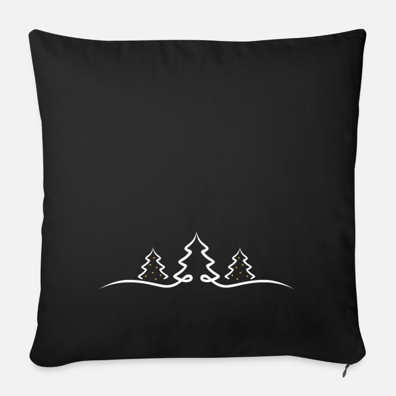 Sapins avec des étoiles dorées - Housse de coussin décorative 45 x 45 cm - noir