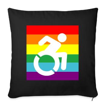 Handicapé, Gay, En fauteuil roulant, Pride, LGBTQ # - Housse de coussin décorative 45 x 45 cm - noir - Devant