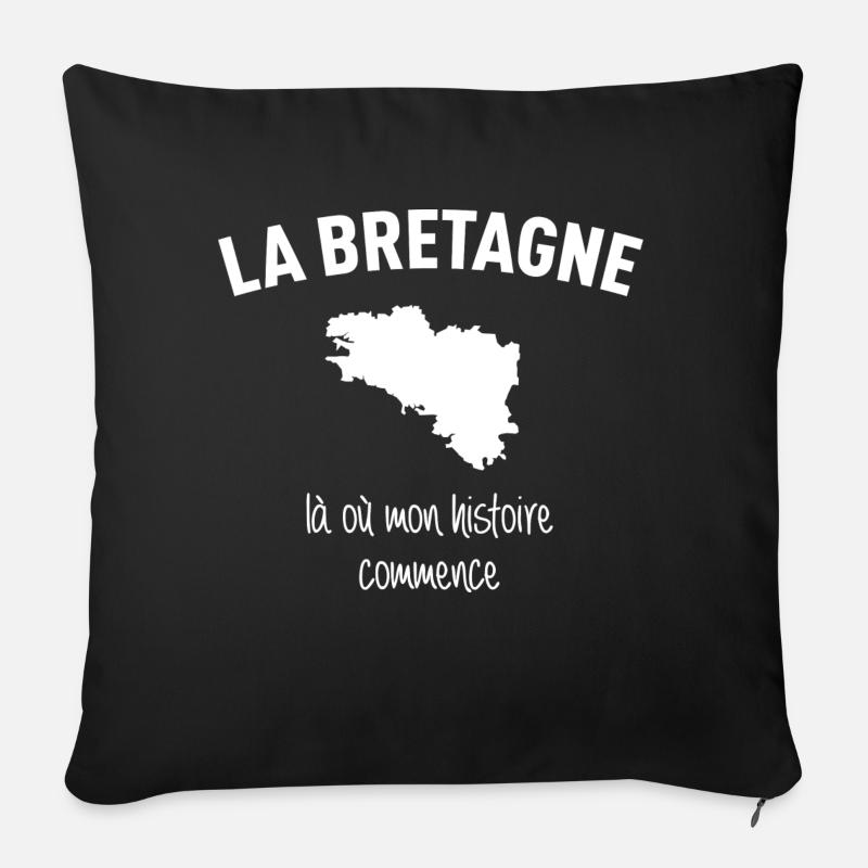 bretagne-histoire - Housse de coussin décorative 45 x 45 cm - noir