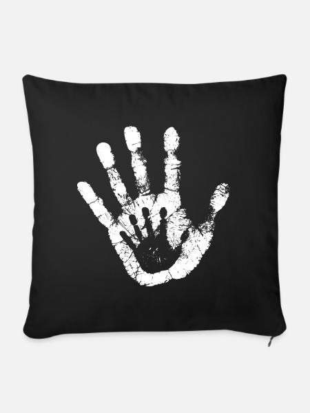 main blanche - Housse de coussin décorative 45 x 45 cm - noir