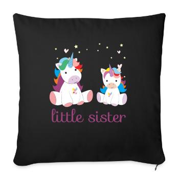 licorne petite soeur - Housse de coussin décorative 45 x 45 cm - noir - Devant