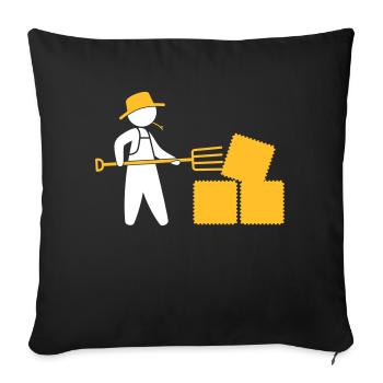 Bauer mit Mistgabel und Heu - Sofakissenbezug 45 x 45 cm - Schwarz - Vorne