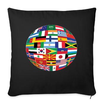 Drapeaux du Monde - Housse de coussin décorative 45 x 45 cm - noir - Devant