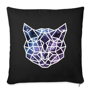 Galaxy Cat Origami - Sofa pillowcase 17,3'' x 17,3'' (45 x 45 cm) - black - Front