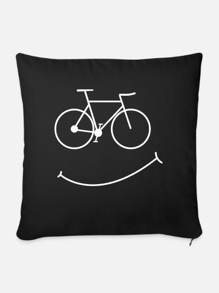 Fahrrad lächeln Smiley Sport Geschenk Rad Bike - Sofakissenbezug 45 x 45 cm - Schwarz