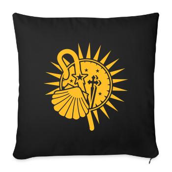 Pilgrimage scallop with pilgrim's staff and Cross - Sofa pillowcase 17,3'' x 17,3'' (45 x 45 cm) - black - Front