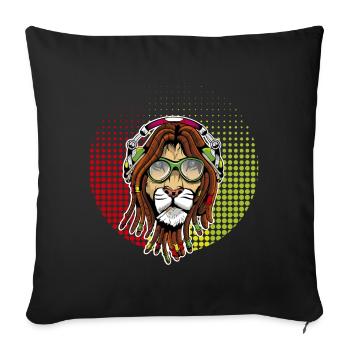 Rastafarian lion - Sofa pillowcase 17,3'' x 17,3'' (45 x 45 cm) - black - Front
