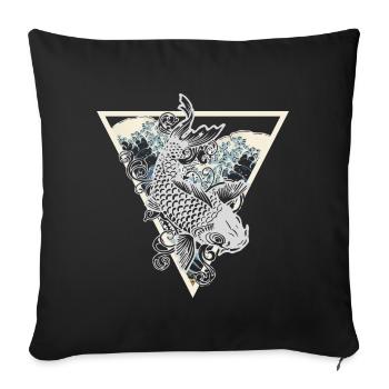Koi Fish Triangle Japan Water Wave Gift - Sofa pillowcase 17,3'' x 17,3'' (45 x 45 cm) - black - Front