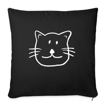 funny cat cat face gift kids - Sofa pillowcase 17,3'' x 17,3'' (45 x 45 cm) - black - Front