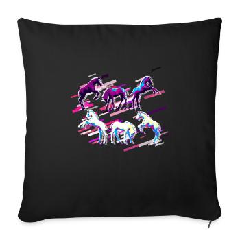 Einhorn Fohlen 80er Retro Violett - Sofakissenbezug 45 x 45 cm - Schwarz - Vorne