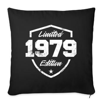 1979 year of birth battered and scratched - Sofa pillowcase 17,3'' x 17,3'' (45 x 45 cm) - black - Front