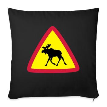 Elk warning 3clr - Sofa pillowcase 17,3'' x 17,3'' (45 x 45 cm) - black - Front