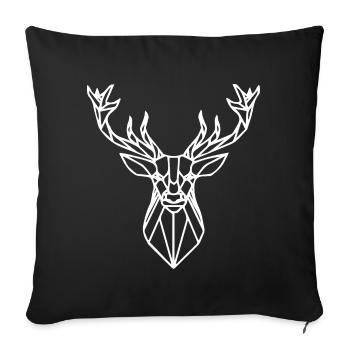 Idée cadeau cerf géométrique blanc - Housse de coussin décorative 45 x 45 cm - noir - Devant