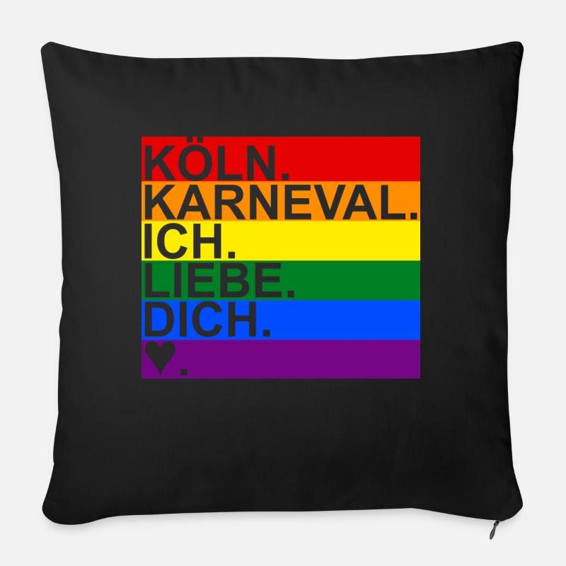 Köln Karneval Gaypride Flagge Regenbogenfarben - Sofakissenbezug 45 x 45 cm - Schwarz