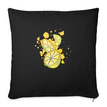 Lemon - Zitronen - Früchte - Zitrus - Sofakissenbezug 45 x 45 cm - Schwarz - Vorne