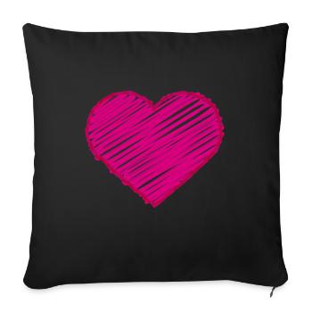 Pink hand drawn heart - Sofa pillowcase 17,3'' x 17,3'' (45 x 45 cm) - black - Front